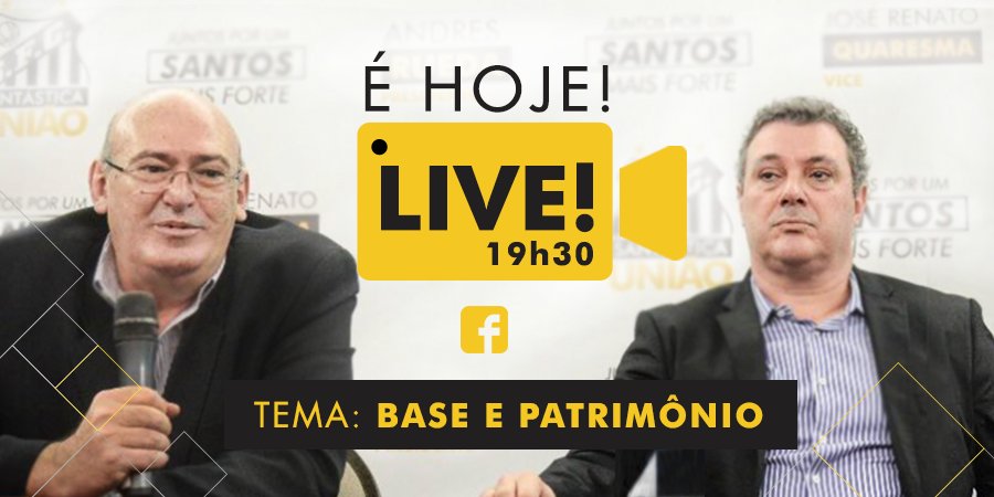 Estarei ao lado do José Renato Quaresma nesta noite para mais uma Live. Hoje o tema será sobre base e patrimônio. facebook.com/santasticaunia…
