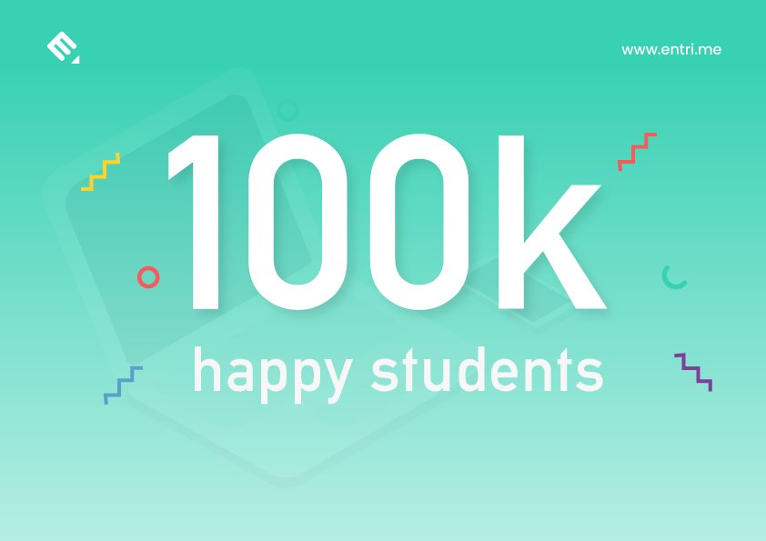 entri_app's tweet photo. We have hit 100k happy students. Next stop is a million students 😎 https://t.co/VhzOTvCMmv