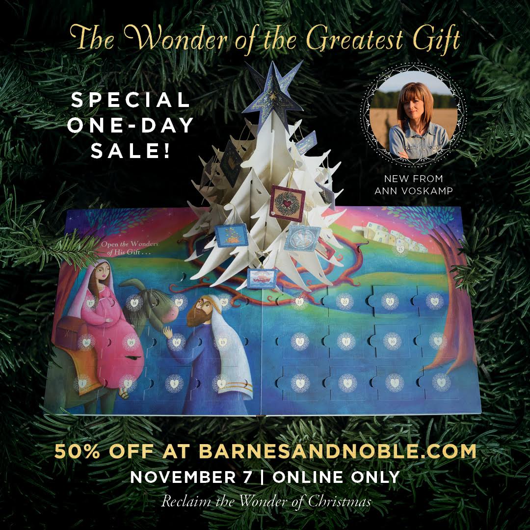 AnnVoskamp's tweet photo. Today only-to the tune of 3 Starbucks-score a family Advent devo &amp; calendar w/ 25 ornaments for your own popup tree! https://t.co/4zKZ24N0Qa https://t.co/9OgKINN5IR