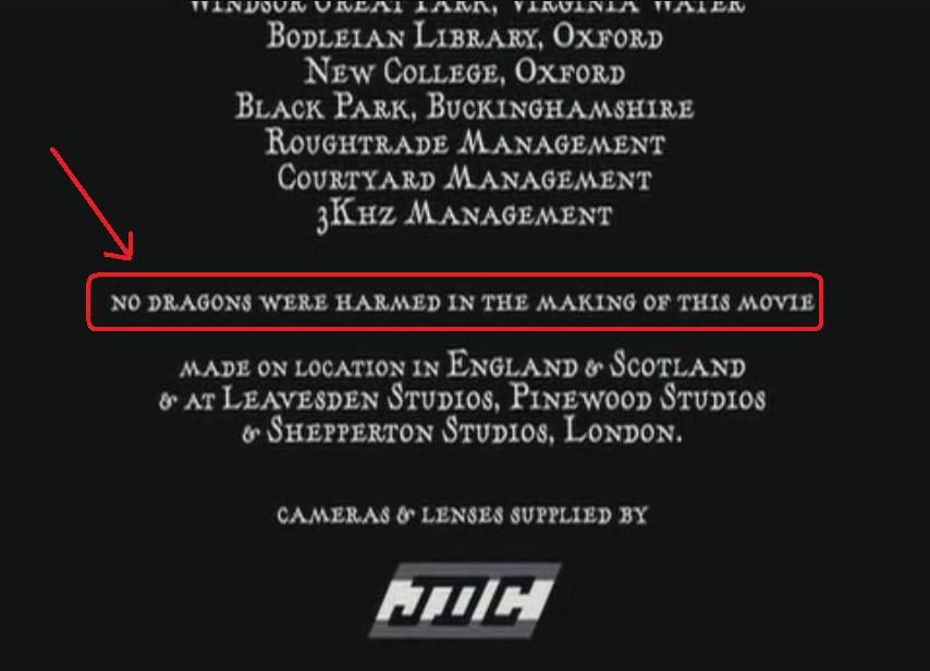 PotterWorldUK's tweet image. In the ending credits of Goblet of Fire film, a line reads, "No Dragons were harmed in the making of this film". #12YearsGobletofFireFilm
