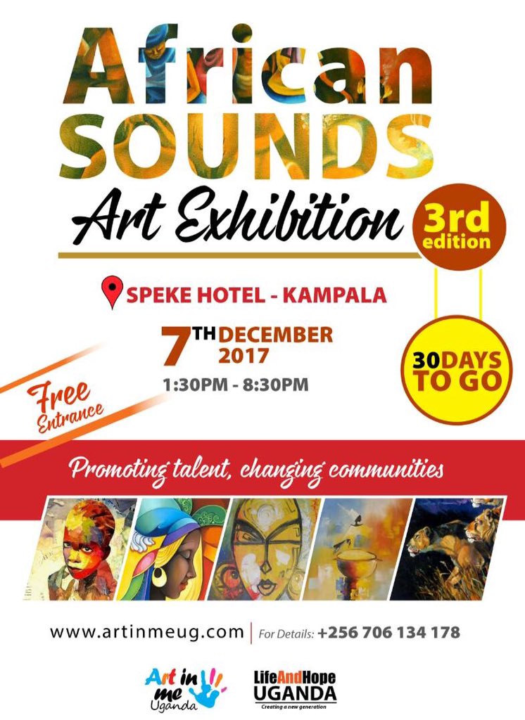ArtInMeUganda's tweet photo. African Sounds Art Exhibition happening next month Save the date 📌 7th December. #ArtForChange #AIM17 https://t.co/QQbNg9vZVD