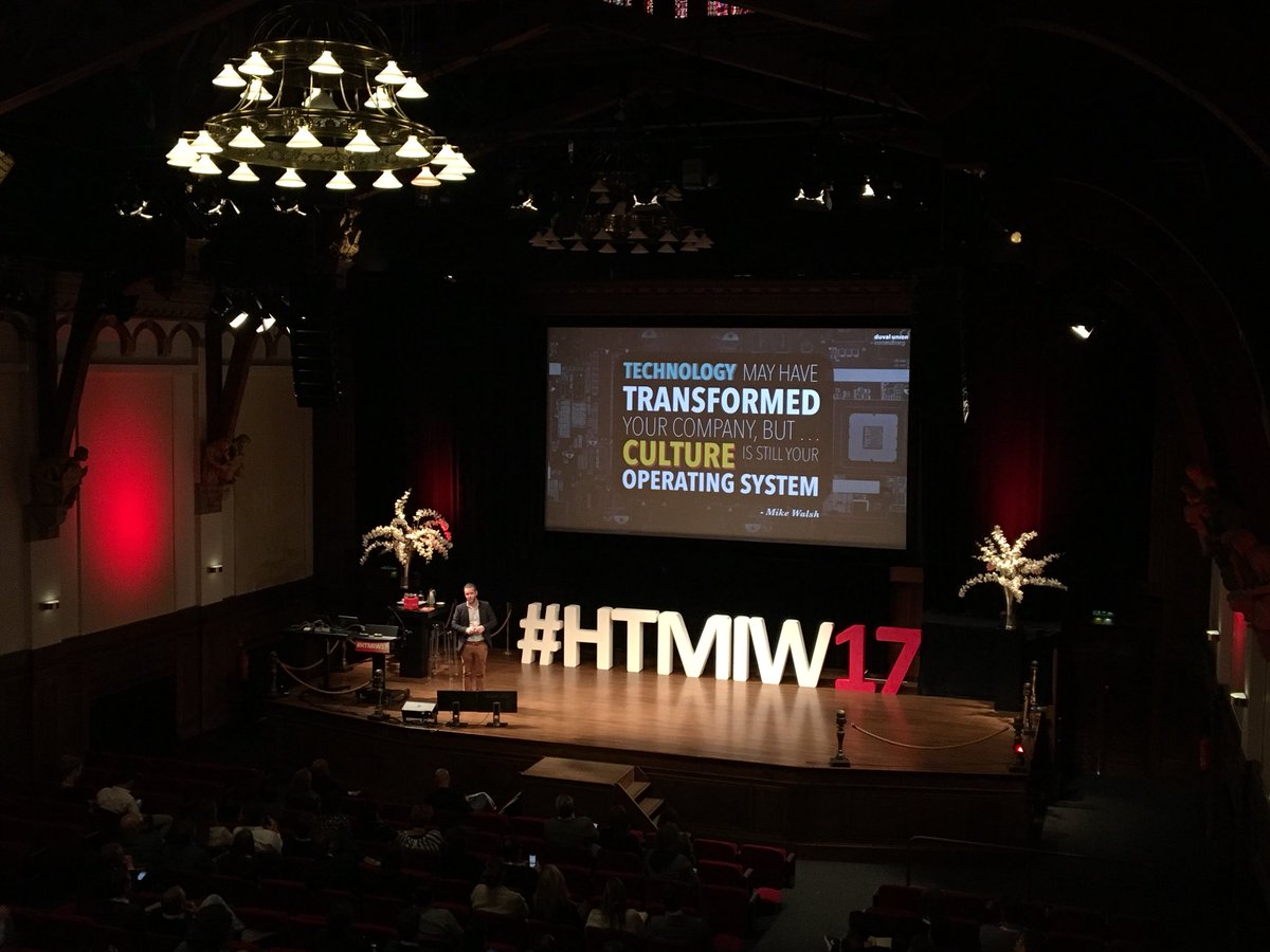 scopernia's tweet photo. “Culture eats strategy for breakfast” with @dadovanpeteghem at #HTMIW17 @IABnl #DigitalTransformation https://t.co/1cdMSxTerR