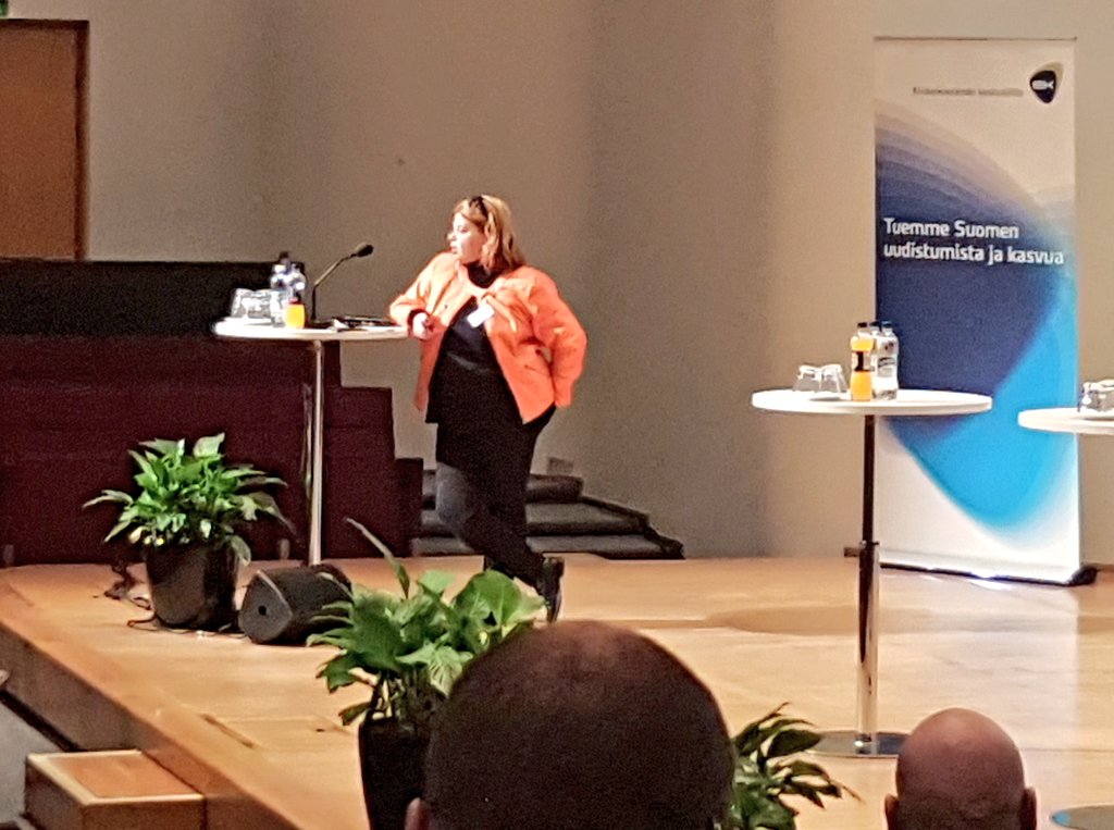 KokkoMari's tweet photo. Kiitos @minnaaman erinomaisesta esityksestä. Hyvän puheenvuoron merkki, että keskittyi siihen eikä tviittailuun #restartup #yrittäjät https://t.co/kftkWJgjyQ