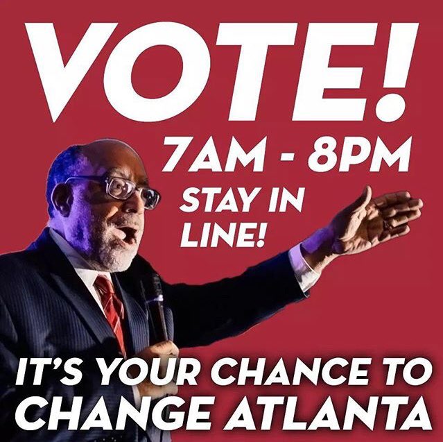 OurRevolutionGA's tweet photo. #ElectionDay is here! Get out &amp; vote for an #Atlanta that works for all of us! #FortforAtlanta #ATLMayor #GApol #TheRevolutionContinues https://t.co/oUYlH4kvFk