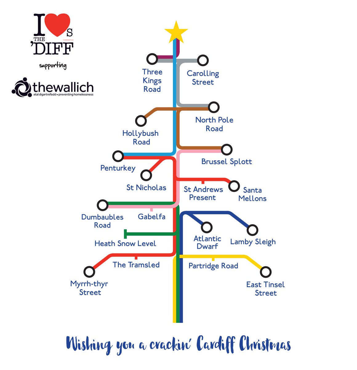ILovesTheDiff's tweet photo. Carolling Street? East Tinsell Street? Heath Snow Level? Gabelfa? Hope yule have a laff at - &amp; buy - our #ILovesCrimbo card for @TheWallich. https://t.co/0BEtMDbizA