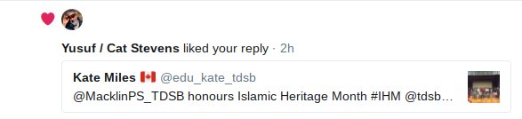 _edu_kate_'s tweet photo. Thank You @YusufCatStevens for liking our tweet! Such an honour! @MacklinPS_TDSB @tdsb_ihm #macklinmagic #tdsbihm https://t.co/BZtDDGziYs