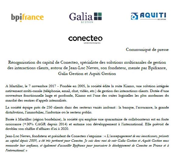 BpifrancePresse's tweet photo. .@Bpifrance entre au capital de Conecteo aux côtés de Galia Gestion et @AquitiGestion https://t.co/fxqsNDRd0G #investissement #regions https://t.co/SvGBUmtzGy