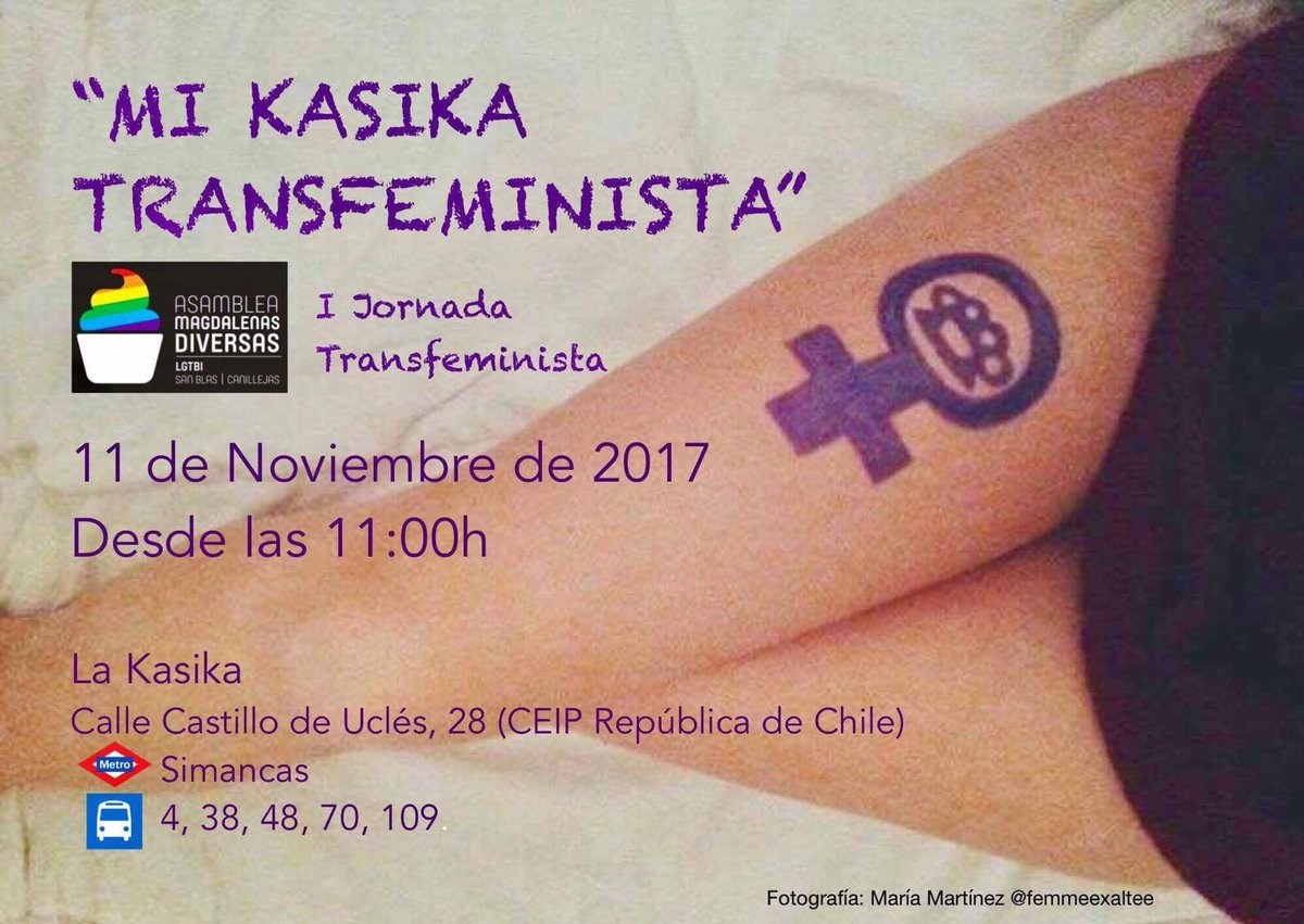 franguiliann's tweet photo. Este finde hay pedazo de jornada #transfeminista  de la mano de @MagdalenasLGTBI y yo no me las pierdo ni muerta. #Gay #LGTBI #7Nov #MeToo https://t.co/41jpLjXlrG