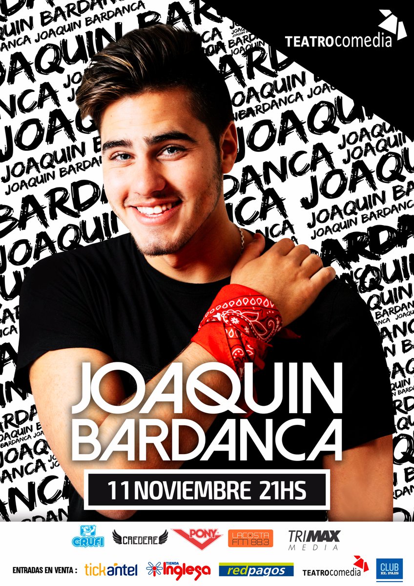 teatrocomediaok's tweet photo. Este próximo sábado 11/11 21:00 hs @JoaquinBardanca 
Entradas en venta en @Tickantel  @TiendaInglesa @RedpagosOficial y Boletería del Teatro https://t.co/td4SDdECng