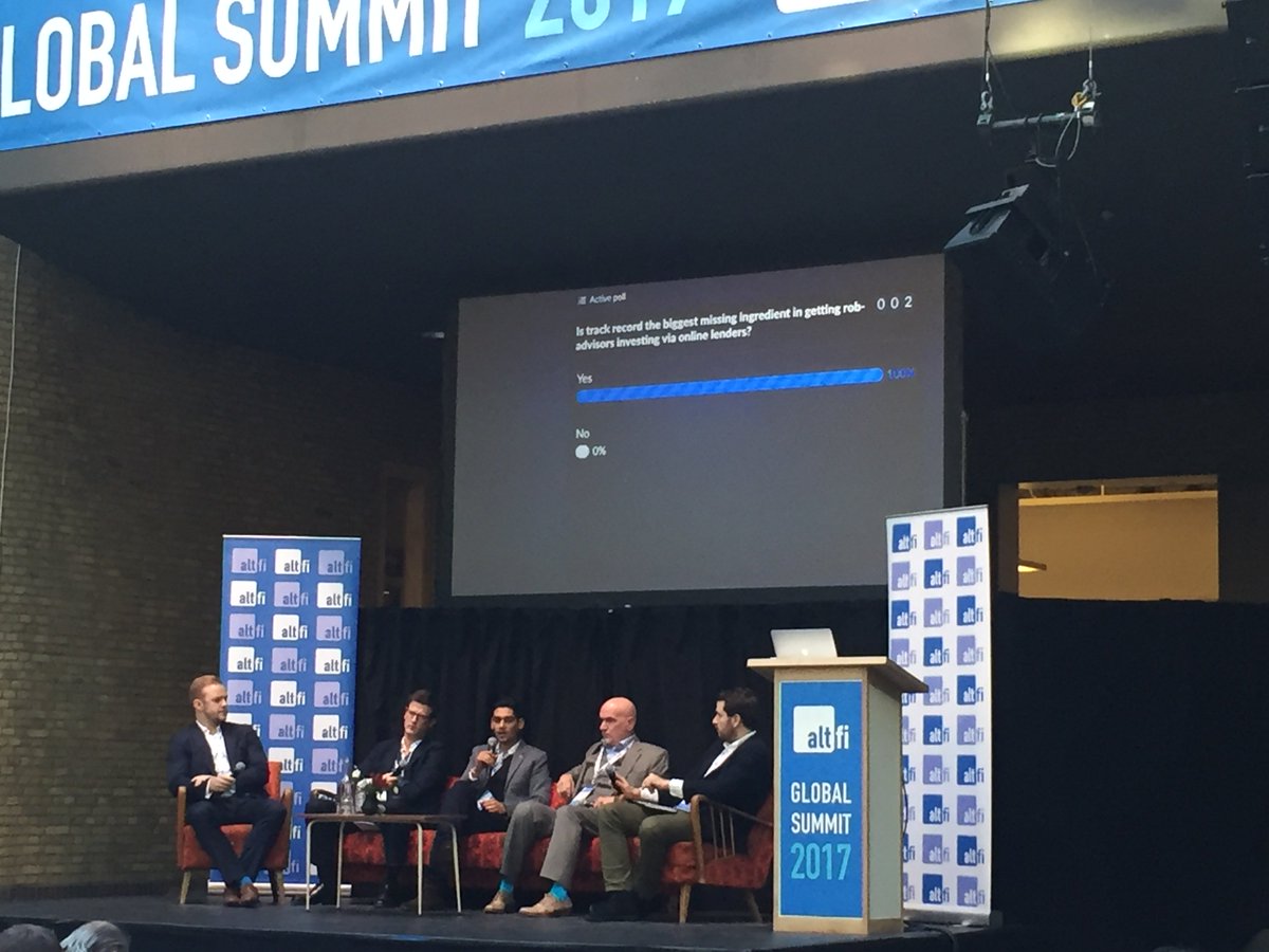 AltFiNews's tweet photo. Our #AltFiGlobal robo-advice panel chaired by @DJLanyon talks marketplace loans with @Viventor_P2P @FountainMoney @IGCom & CMIS https://t.co/GmTFCM36iu