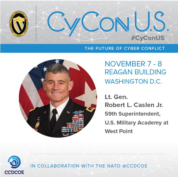 ArmyCyberInst's tweet image. .@WestPoint_USMA Superintendent Lt. Gen. Caslen officially opens #CyConUS 2017, gathering the #cyber community of interest.