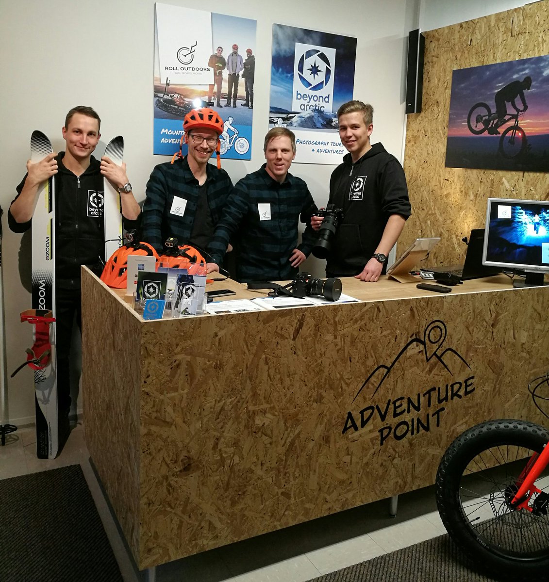 VisitRovaniemi's tweet photo. New #AdventurePoint office opened in #Rovaniemi #Lapland today. Book #photography and #fatbike tours from @Beyond_Arctic and @rolloutdoors. https://t.co/J5RHrsbxrY