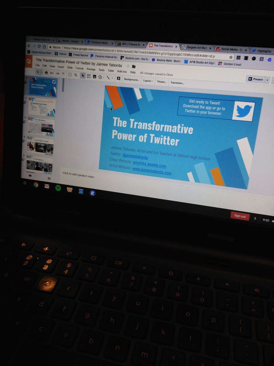 jaimeetaborda's tweet photo. Putting the finishing touches on my presentation for today's #NPEN conference. Excited and nervous. Fingers crossed tech works! #piratepride https://t.co/midLC4D9q1