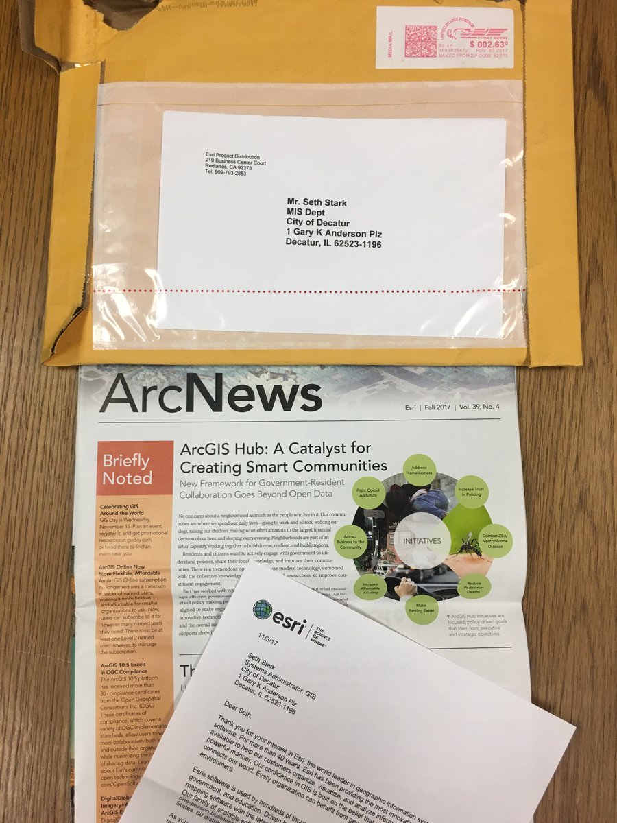 SethAStark's tweet photo. Someone at @ArcNewsMagazine has a sense of humor! Got this in the mail today and seriously, truly LOLed! Well played, @Esri. Well played! https://t.co/uceMET3jhI