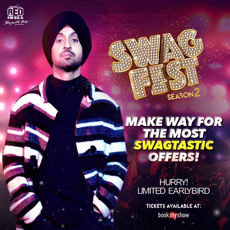 RedFMIndia's tweet photo. Grab your early bird discount! Catch hold of your tickets for @diljitdosanjh Swag Fest-Season 2 @bookmyshow #Festmode @LBBDelhiNCR @SoDelhi https://t.co/e8nsAtYRS5
