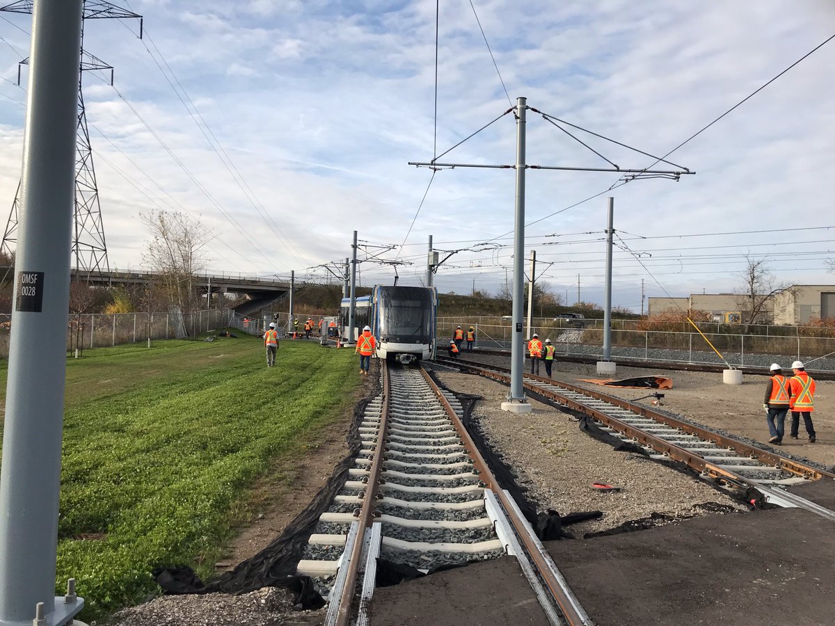 Stage2ION's tweet photo. ION LRV testing has started on the @RegionWaterloo tracks! Stay tuned for more photos. Please leave space for crews to work safely. https://t.co/flnfoUnufn