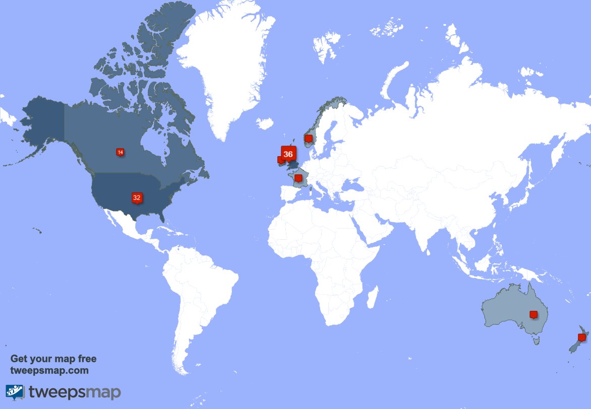 HeyItzAdam's tweet photo. My followers live in UK. (36%), USA(32%)... Get your map: https://t.co/LrRQHpCQzB https://t.co/DY7YOeAscz