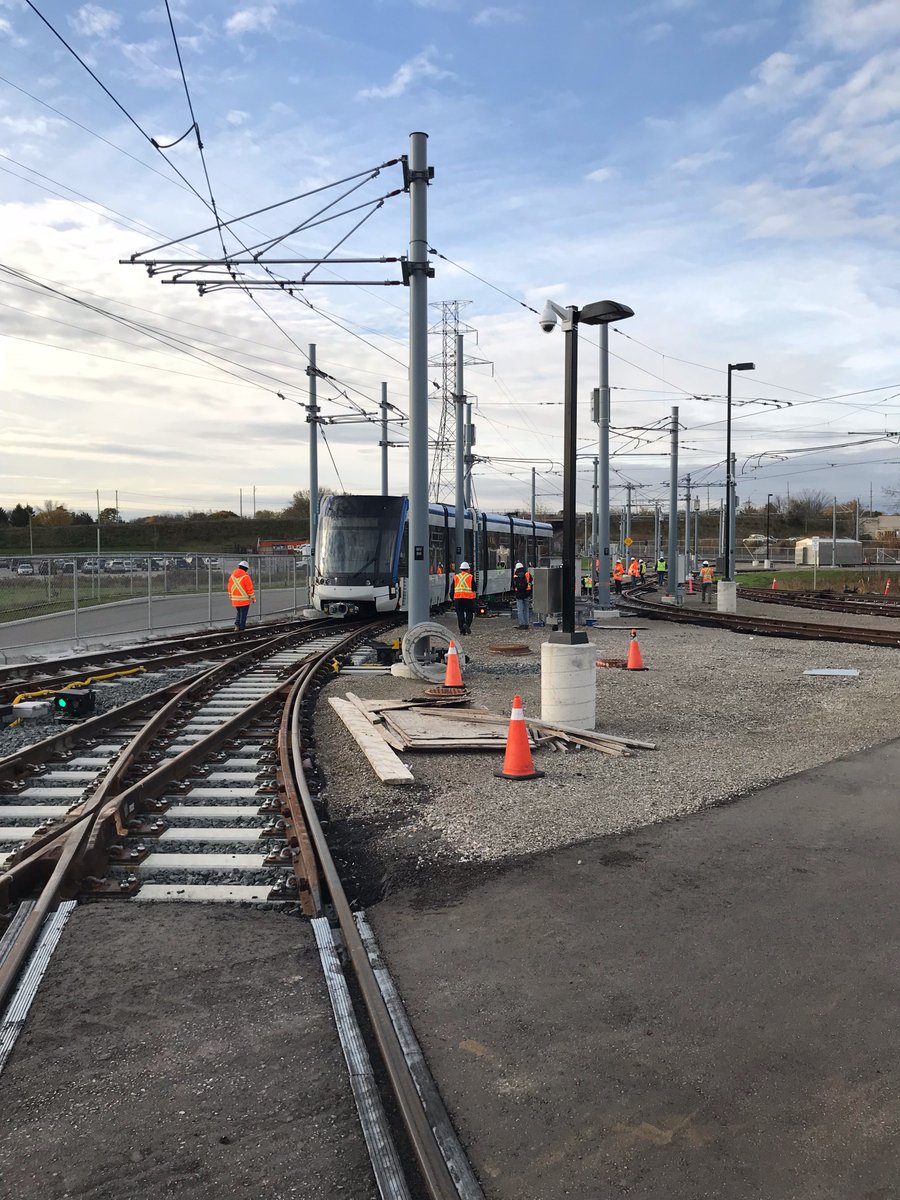 Stage2ION's tweet photo. ION LRV testing has started on the @RegionWaterloo tracks! Stay tuned for more photos. Please leave space for crews to work safely. https://t.co/flnfoUnufn