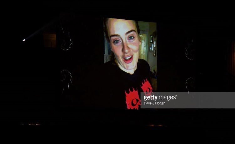 AdeleNowuk's tweet photo. A video message of @Adele was played at the 26th annual Music Industry Trust Awards in London. https://t.co/kfTuXpjdFZ