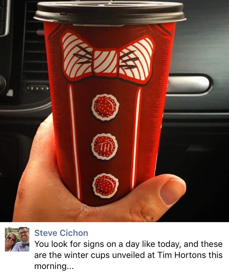 CichonForClerk's tweet photo. Of the thousands of glorious @TimHortonsUS cups I've enjoyed through the decades, this is clearly the most glorious. #CichonforClerk #bowtie https://t.co/bgxIsL924M