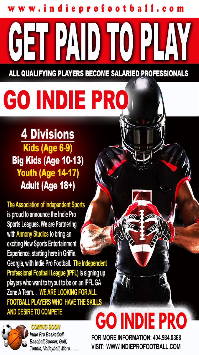 Join the IPFL today!🏈 Get paid to play! 💵 visit: indieprofootball.com <a href="/goindiepro/">THE IPFL</a>  
#IPFL #indiePro #goindiepro #football #sports