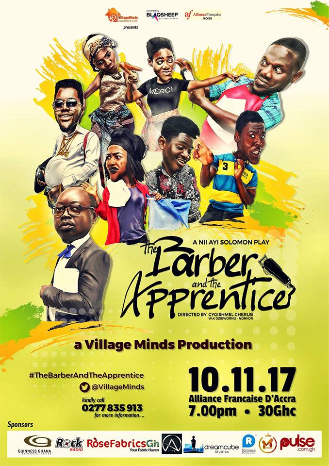 AF_Accra's tweet photo. In Agbedefu's Barbershop, there is always something to keep you smiling.
#TheBarberAndTheApprentice #Theatre #Accra #AFevent @VillageMinds https://t.co/0tEu9vD5Bu