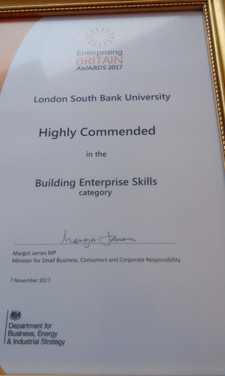 SyedaRahim77's tweet photo. @LSBU_Enterprise @LSBU  Highly Commended in Enterprising Britain Awards. Great afternoon with all competition winners! https://t.co/6VpTL8flGm