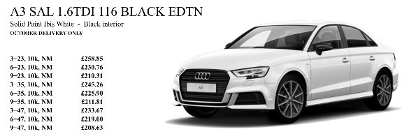 carleasingMVL's tweet photo. Special offer on this cancelled order #Audi A3 SAL 1.6 TDi 116 Black edition. Prices exclude VAT #UKcarLease #lovethebear #lease #67plate https://t.co/zOISkmlJwU