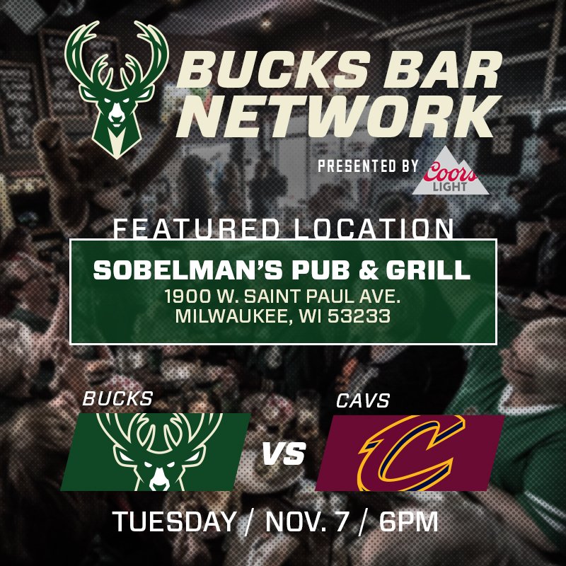 Hey, Milwaukee <a href="/Bucks/">Milwaukee Bucks</a> fans: Get to The Original Sobelman's Pub &amp; Grill tonight for the OFFICIAL BUCKS PARTY! #GoBucks #FearTheDeer