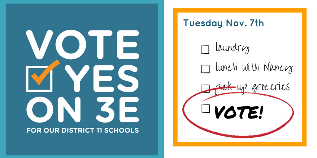 Today is your LAST CHANCE to vote for our kids! Drop off your ballot by 7pm tonight #d11votes #YESon3E buff.ly/2gPygkb