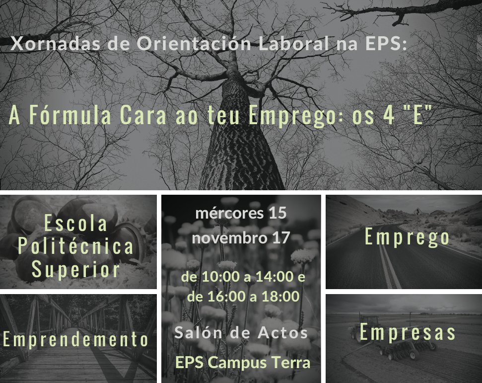 CampusTerraUSC's tweet photo. Xornadas de Orientación Laboral en @EPSLugo o vindeiro 15 de novembro. Inscrición gratuíta #CampusTerraEmprega https://t.co/xbWkD8jPwo