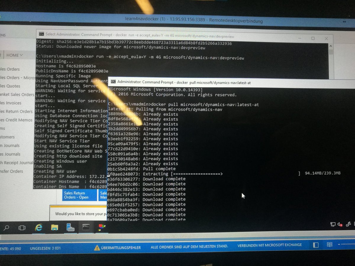ReneGayer's tweet photo. Going by train - running docker - preparing for workshop #learn4nav tomorrow #tenerife #dynamics365 #nav2018 https://t.co/3AV4HP4nTJ