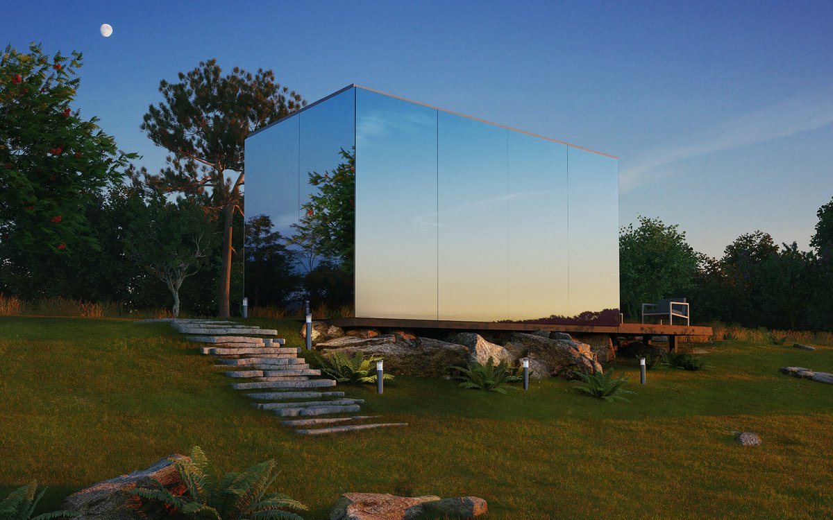 BornAwards's tweet photo. With mirrored glass facades, ÖÖD homes blend into their surrounding. Discover more: https://t.co/GnaguaArvr https://t.co/lr20afL2UR