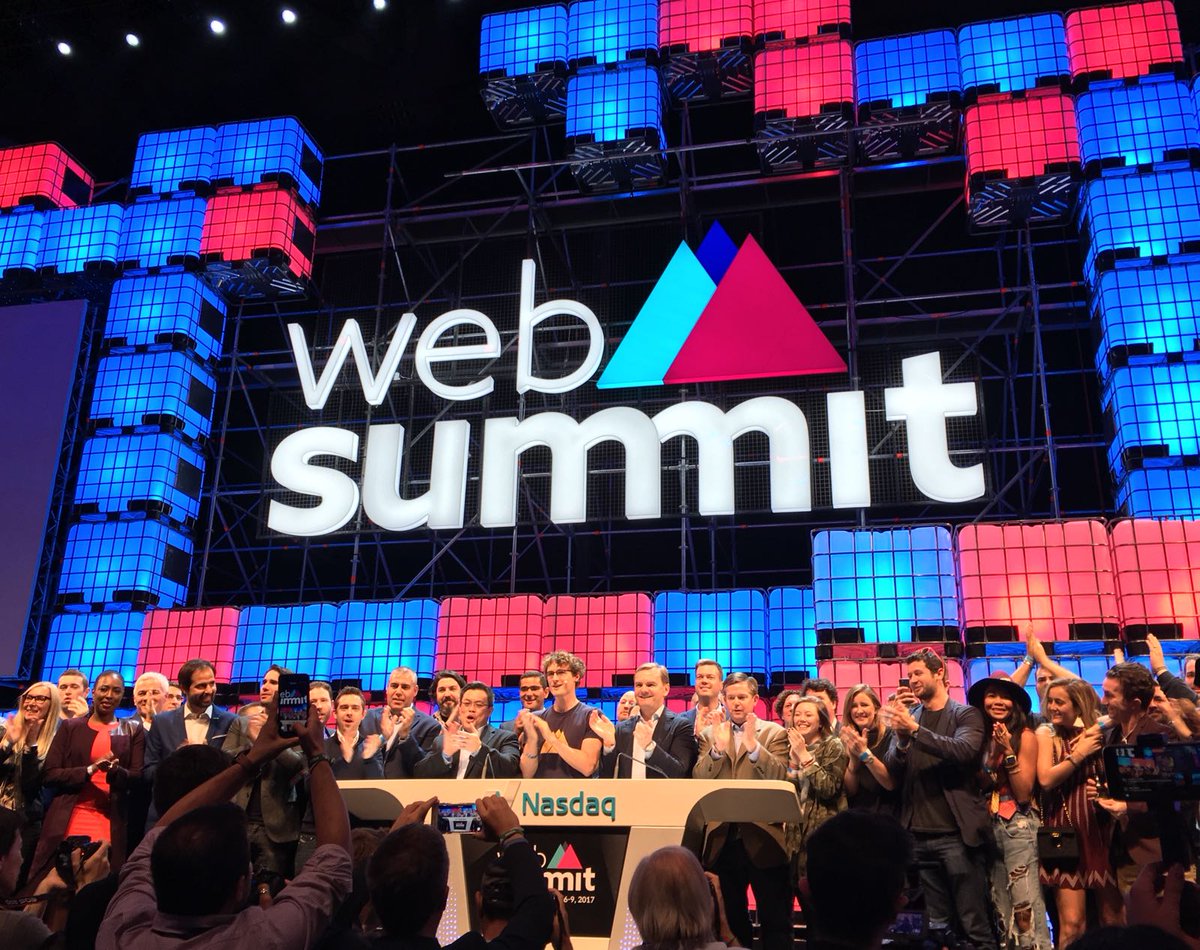 beta__i's tweet photo. It's already a tradition: @paddycosgrave on the #nasdaq opening bell #WebSummit #betai https://t.co/TW6KbU56zE