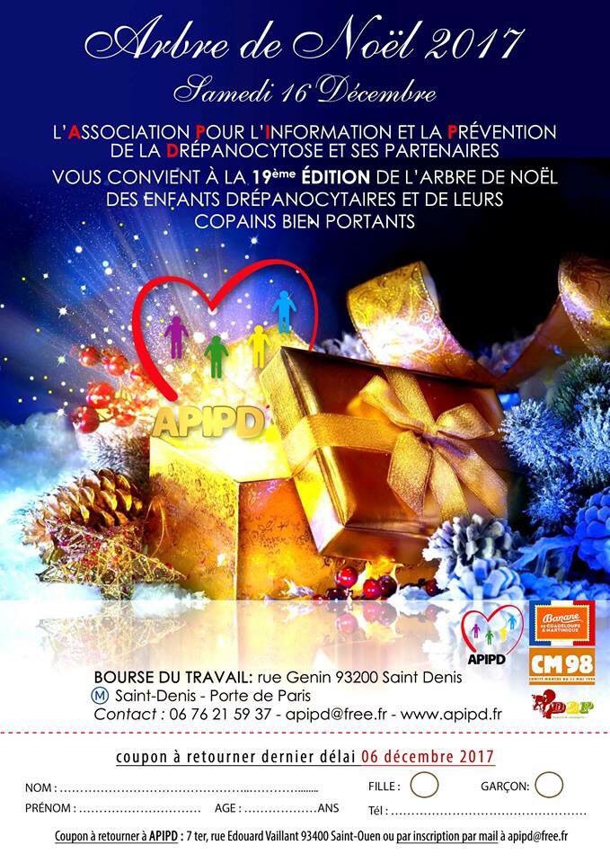 Drepaction's tweet photo. #ADN17 | L'#APIPD organise son 19ème "#ArbreDeNoël des enfants #drépanocytaires et de leurs copains bien portants" 🎅🌲🎅🌲 Le 16 Dec dès 13h30🎁 https://t.co/szfv4wDY7Y