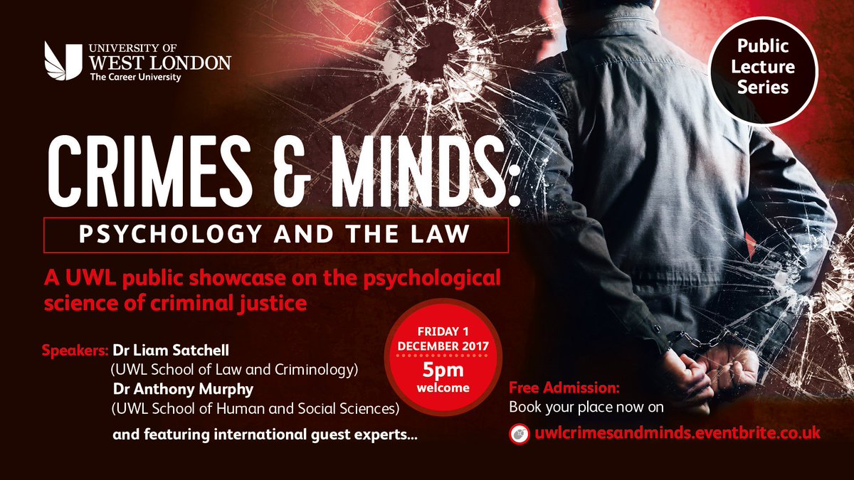 UWL_SLC's tweet photo. Tickets are going fast for this public showcase on Crime and Psychology! Find more info &amp; book your ticket here https://t.co/OSc3J4iLJY https://t.co/lNf5xaZixu