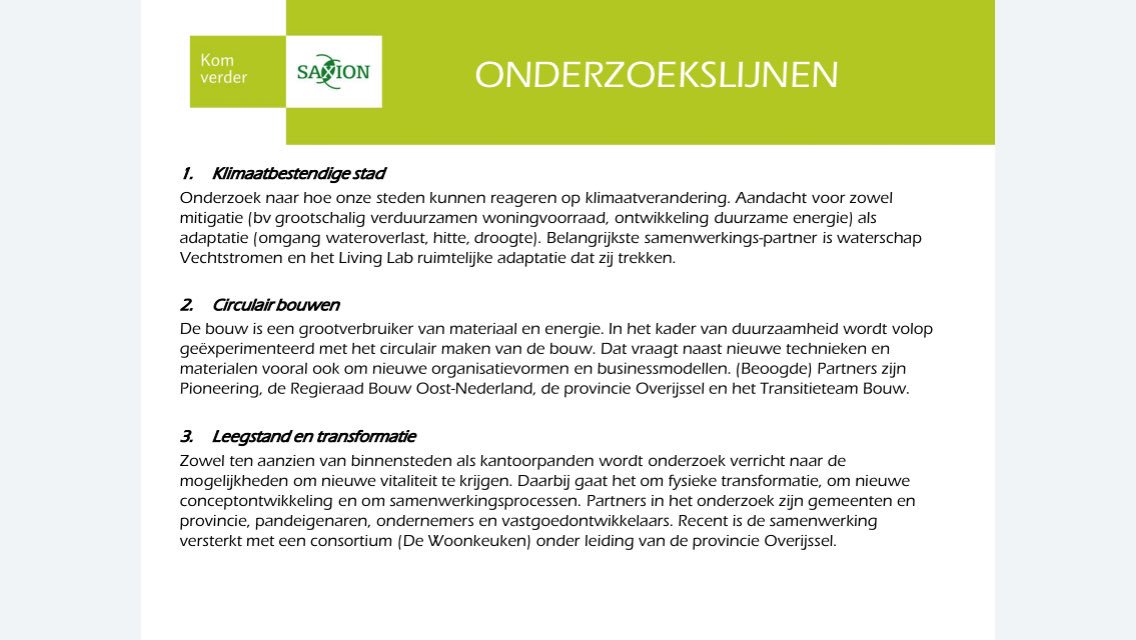 Interdisciplinair onderwijs, studenten laten leren in en met de praktijk aan relevante vraagstukken mbv lectoraten. Studiedag <a href="/SaxionBBT/">@SaxionBBT</a>