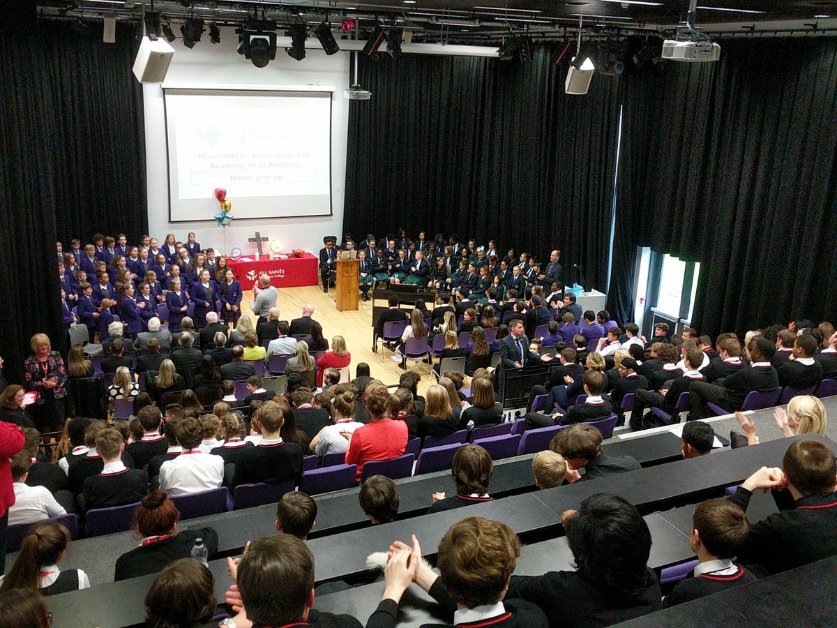 AllSaintsColl's tweet photo. The Academy of St Nicholas choir perform at the of official opening of All Saints College #TheHarmoNics https://t.co/7IhMarnyys