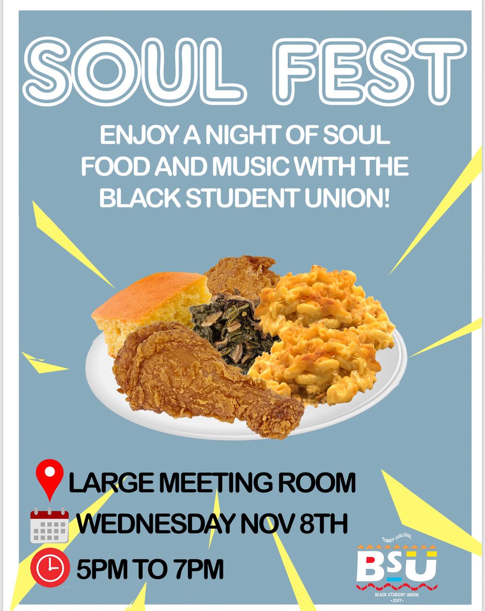 CurryCollegeMSU's tweet photo. Support BSU &amp; enjoy some soul food! https://t.co/NjX794ftV8
