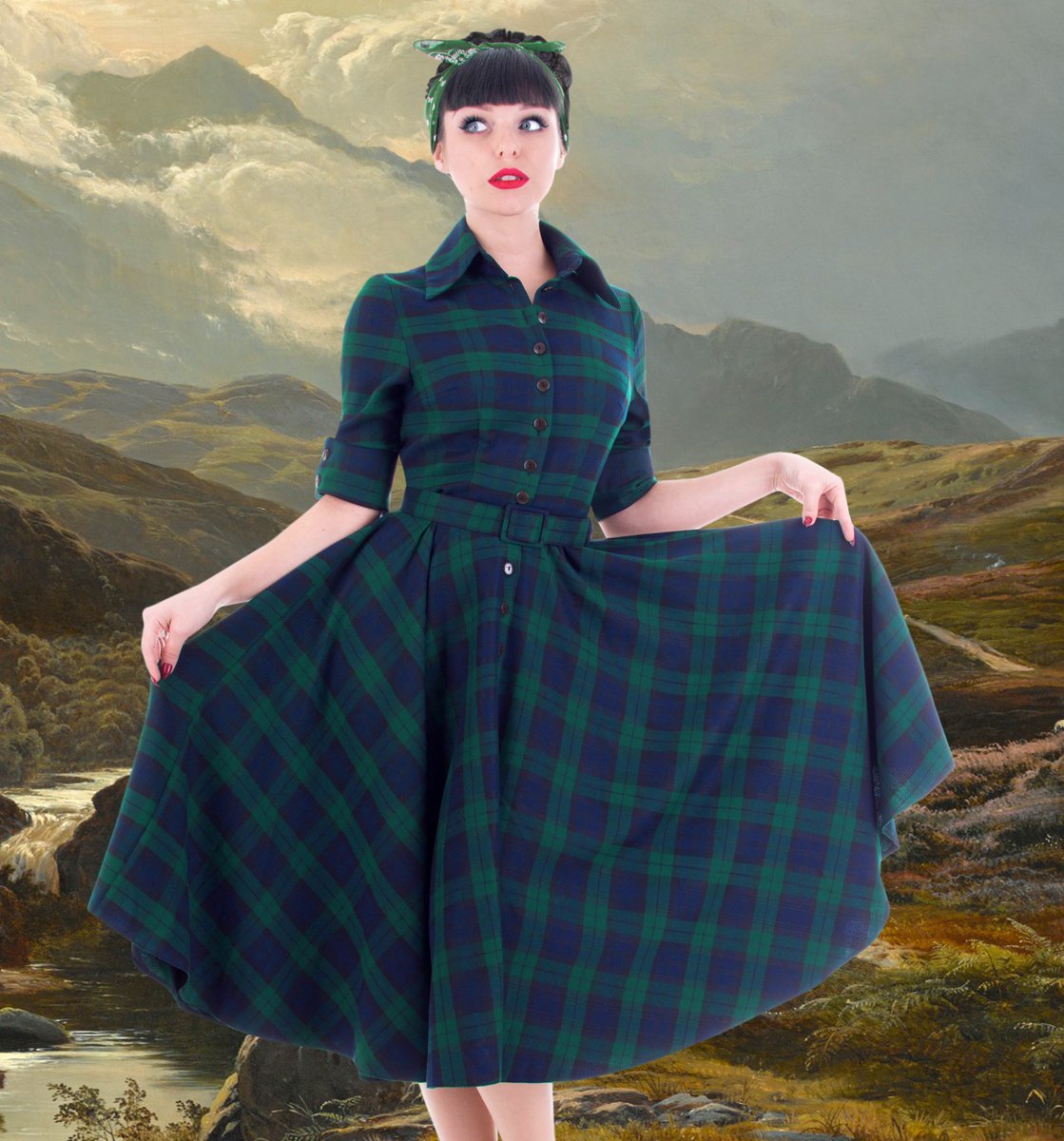 british retro tartan dress