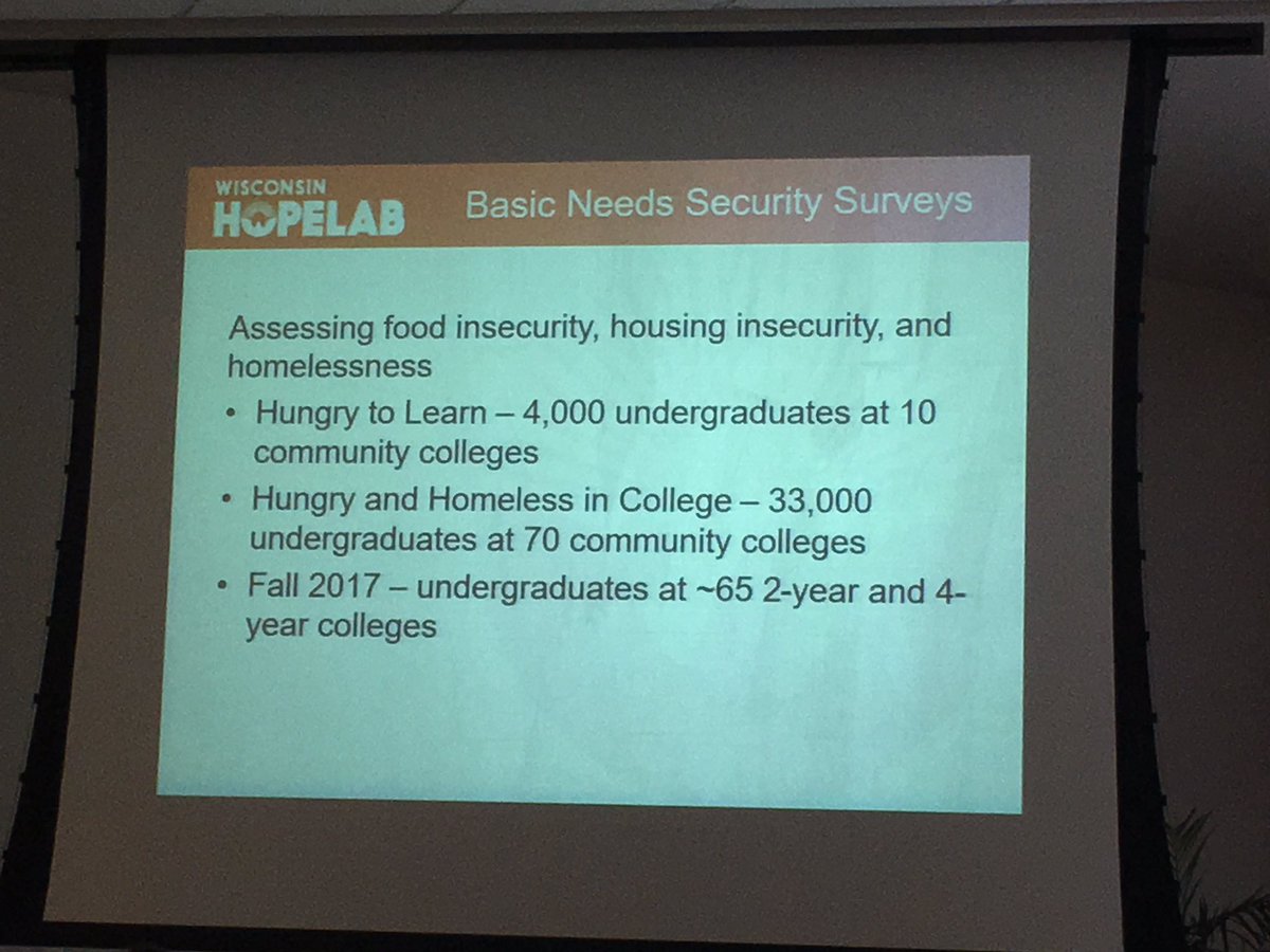 PresBallinger's tweet photo. Food, housing and homelessness impact our community college students' success #hungerfreelccc @wihopelab https://t.co/wBrp0N5MUQ