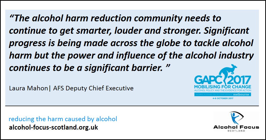 AlcoholFocus's tweet photo. .@laura3mahon reflects on an inspiring Global Alcohol Policy Conference in Melbourne https://t.co/c7QgGta8Eb #gapc2017 https://t.co/3ID2FUb9z2