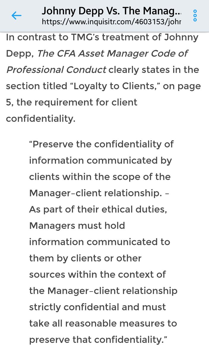 imseriousyall's tweet photo. #JohnnyDepp #TMG #CodeOfProfessionalConduct
TMG has failed at the "manager-client" relationship. https://t.co/u6JHLVYrn1