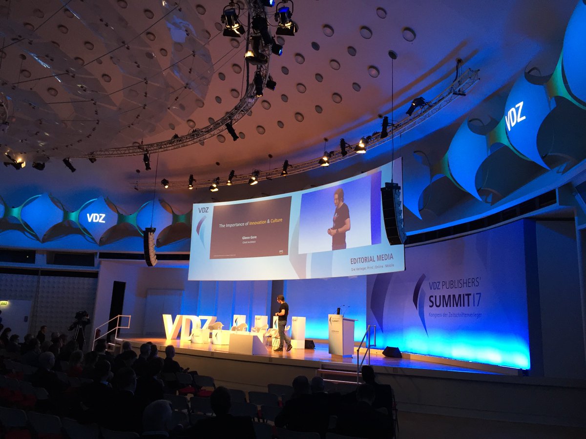 AmazonNewsEU's tweet photo. AWS Chief Architect @glenngore highlighting innovation & culture in new services development at #VDZPS17 https://t.co/PWdYS63lmB https://t.co/psCZTHkJvK