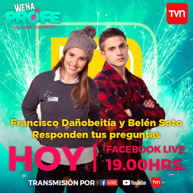 TVN's tweet photo. ¡ESTA TARDE! @BelenSoto1 y #PanchoDañobeitia estarán conversando con los fanáticos de #WenaProfeTVN HOY en TVN.cl y https://t.co/2LXFSgzUed https://t.co/pQl3pkFfZm