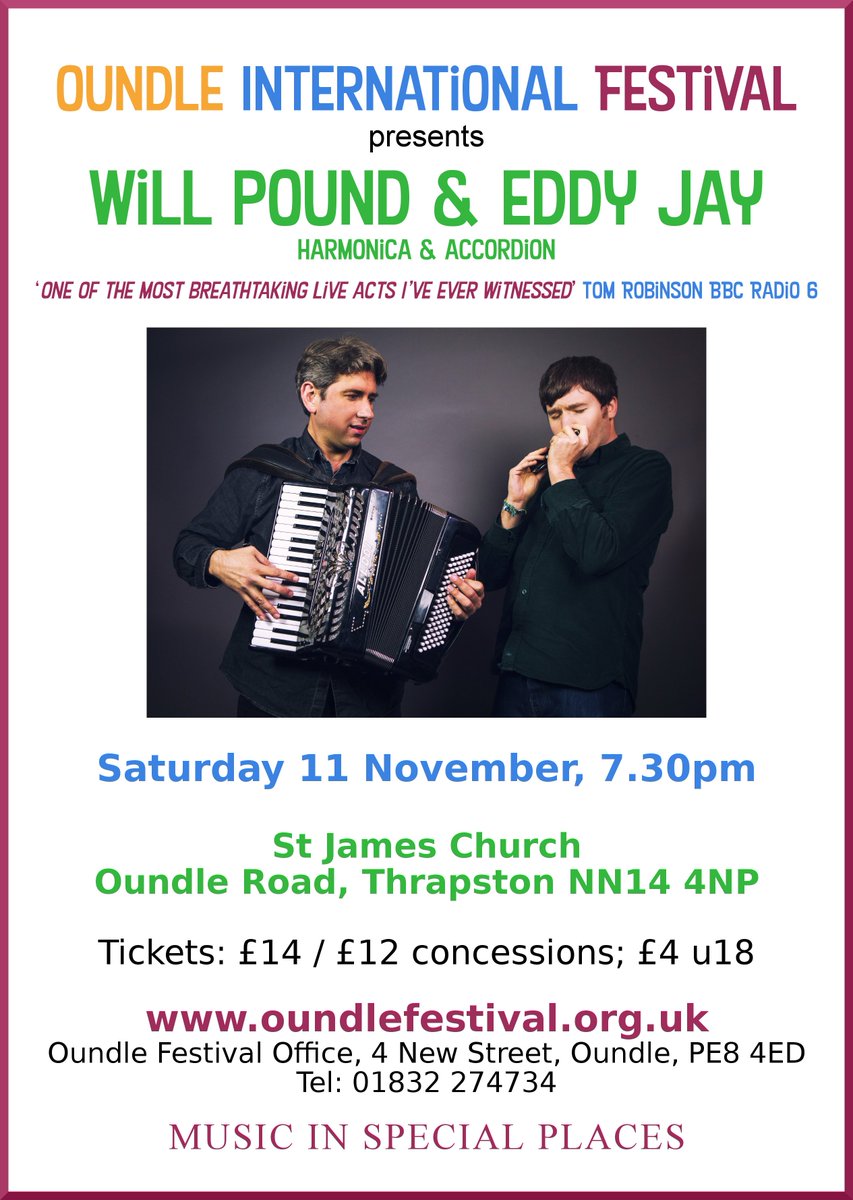 OundleMusic's tweet photo. #WillPound's BBC music page: https://t.co/5pPEoXb7Nu. A warm up for Sat 11 Nov. Tix selling fast. Don't miss out! https://t.co/rA2qeS8DWL https://t.co/JrbNMUrmnB