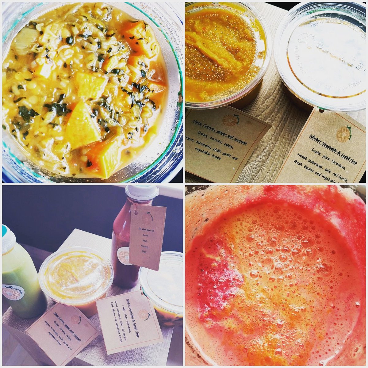 JuiceeBeets's tweet photo. Smoothie for breakfast, soup for lunch, juice for snack, soup for tea! Delivered to your door! Feel great and full of goodness #goodnessonthego #juiceebeets #juiceandsoupdetox #smoothieeverydamnday #juiceeverydamnday #eatmoregoodstuff #eatarainbow #shoplocal #feelgoodfood #vegan https://t.co/CGUSu2Iq8R