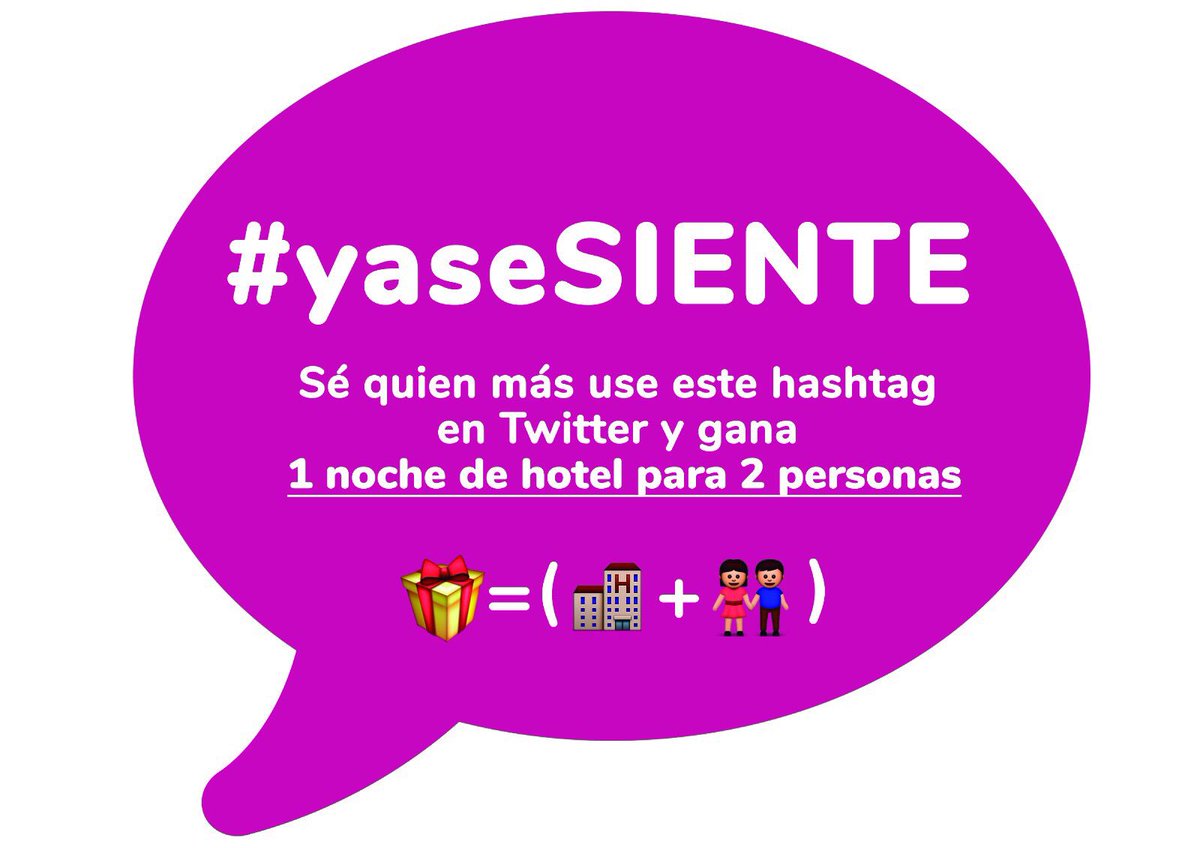 yaseSiente's tweet photo. 1 noche para 2 personas a nuestros usuarios más activos que utilicen este hashtag #yaseSIENTE :) https://t.co/oZopcW4utT
