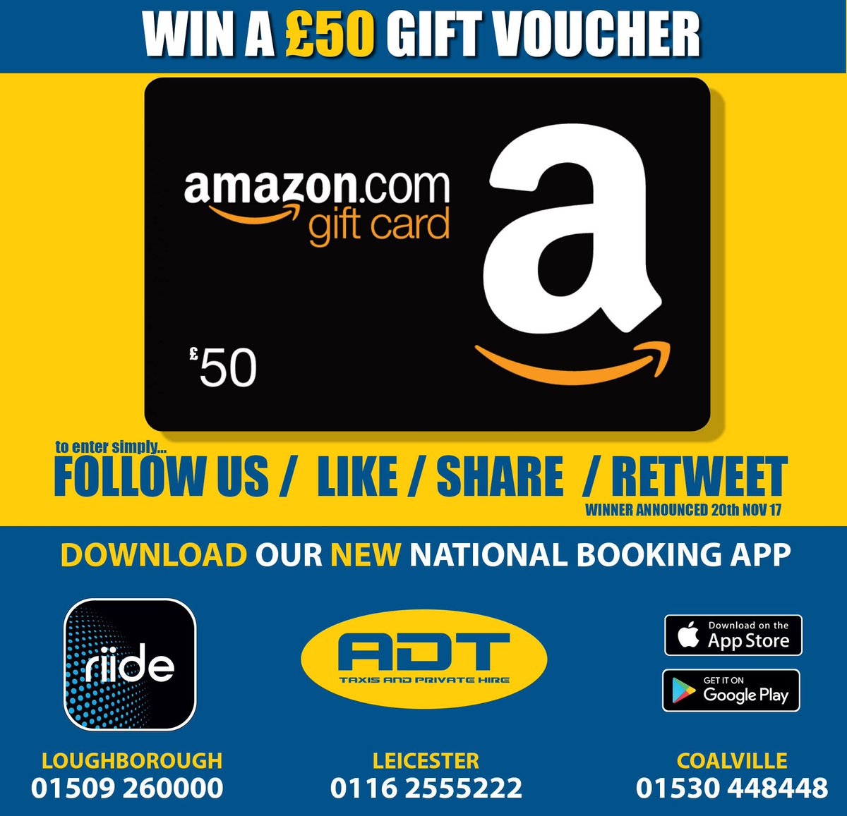 TakeMeLeics's tweet photo. WIN £50 of @amazon  Gift Vouchers to Spend ! FOLLOW our Twitter and RT this and Tweet us what you would buy to enter ! https://t.co/kxNKg7WkgM