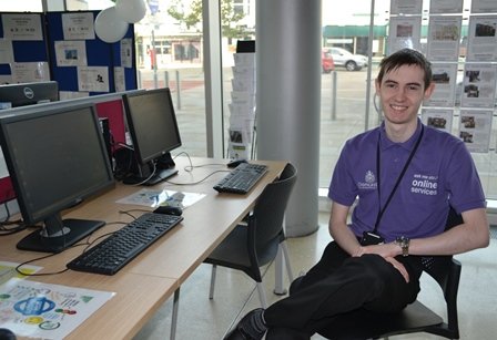 OnlineDoncaster's tweet photo. Pop into the One Stop Shop in Waterdale and #DigitalFriends like Lewis can show you how to use @MyDoncaster online services #dontwaitinline https://t.co/ywO8bq3k10